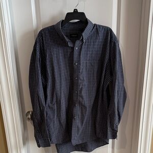 Van Heusen Navy Checkered Button Down Shirt